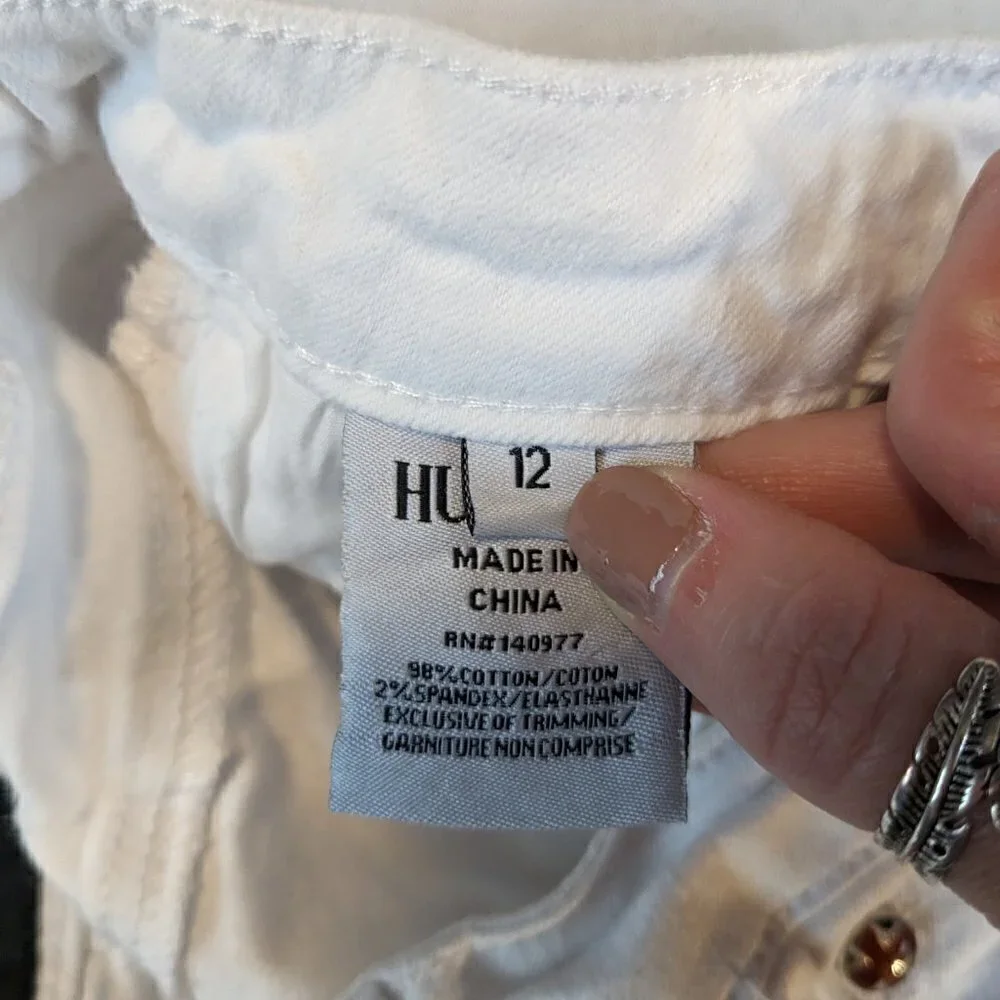Hudson Girls Size 12 White Distressed Skinny Jeans